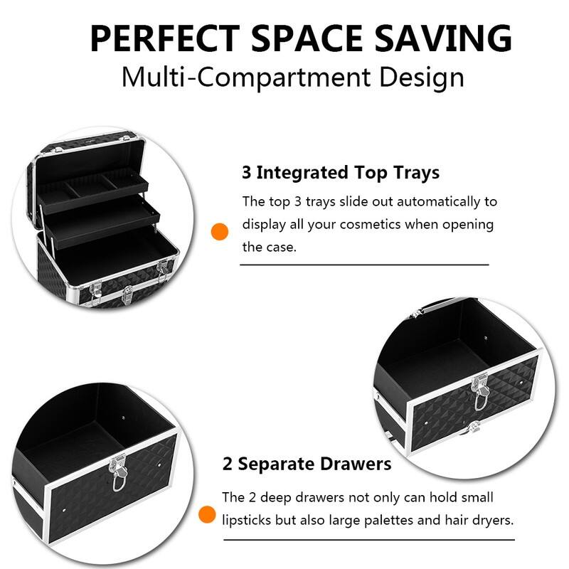 Aluminum Rolling Makeup Train Case - N/A
