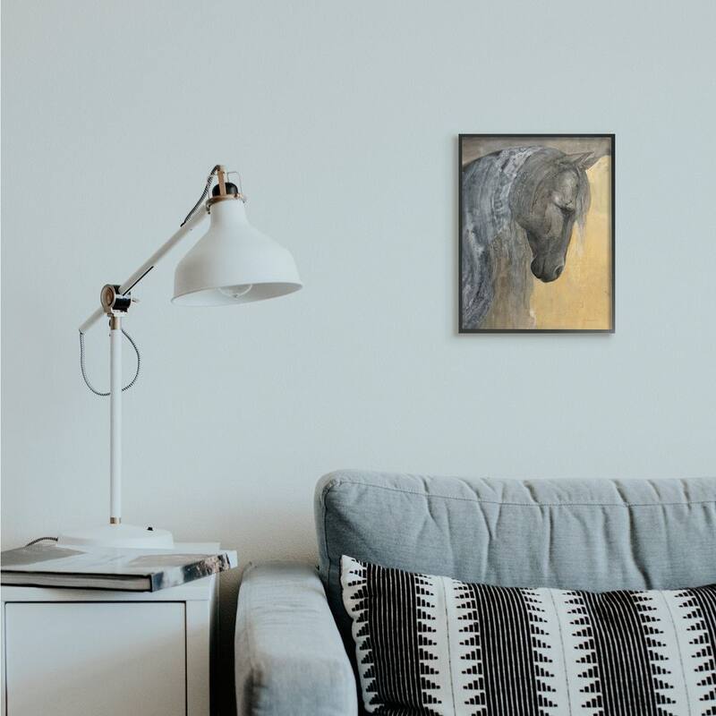 Stupell Abstract Textured Horse Portrait Grey Yellow Painting Framed Wall Art