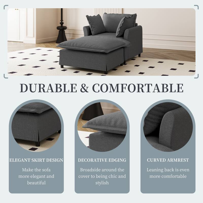 DIY Free Combination Sofa Set with Throw Pillows, Chenille Modular Sectional Sofa for Livingroom Upholstered Cloud Couch