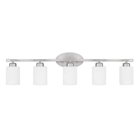 Dixon 37-inch 5-light Modern Bath/ Vanity Fixture w/ Soft White Glass