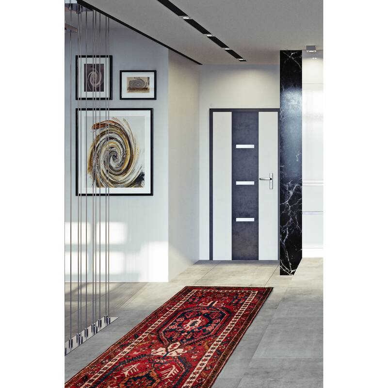 ECARPETGALLERY Hand-knotted Sarabi Red Wool Rug - 3'7 x 11'0