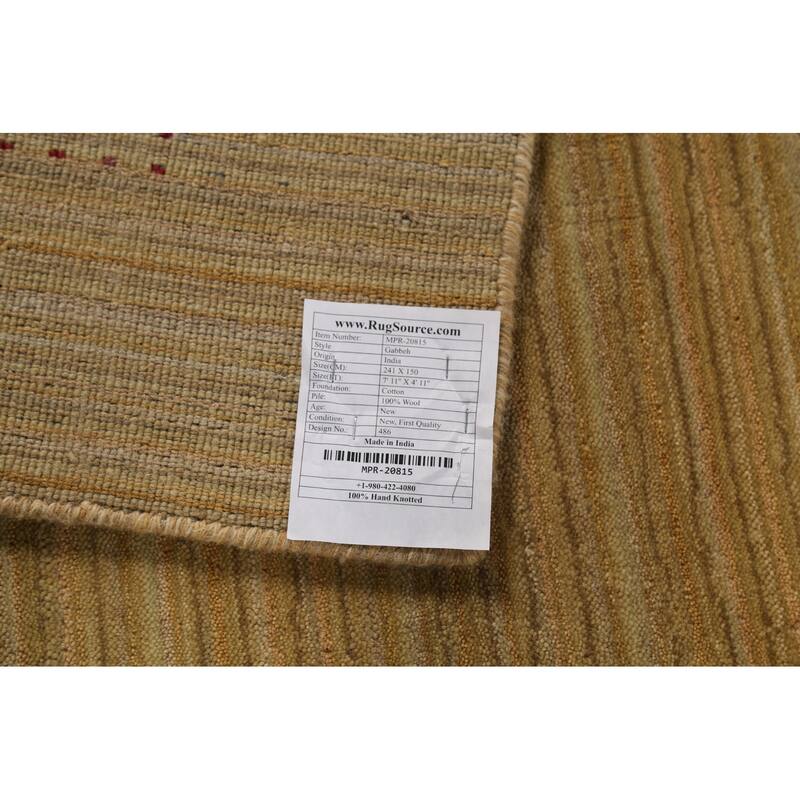 Gold Tribal Gabbeh Oriental Area Rug Handmade Wool Carpet - 4'11"x 7'11"