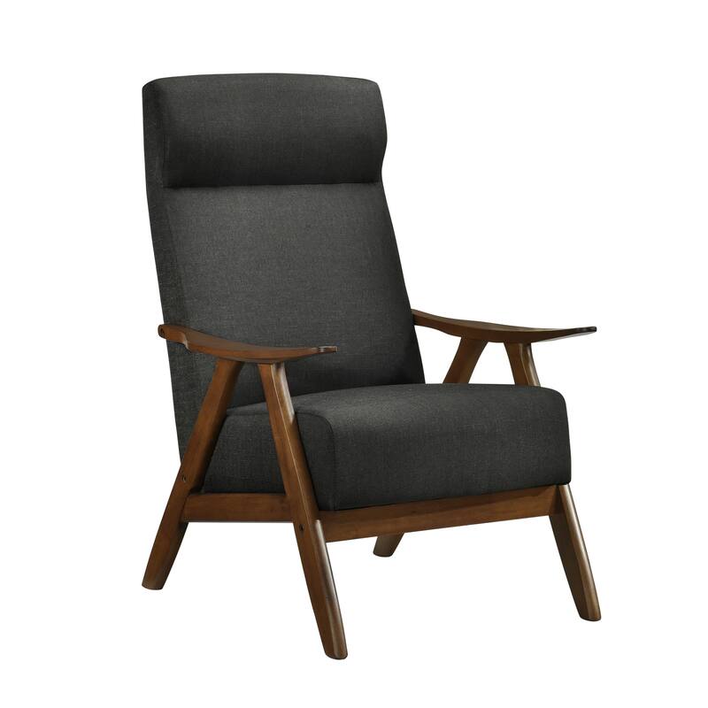 Walnut Finish Solid Wood High-Back Accent Chair