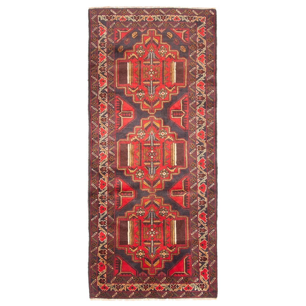 ECARPETGALLERY Hand-knotted Teimani Red Wool Rug - 2'9 x 6'5