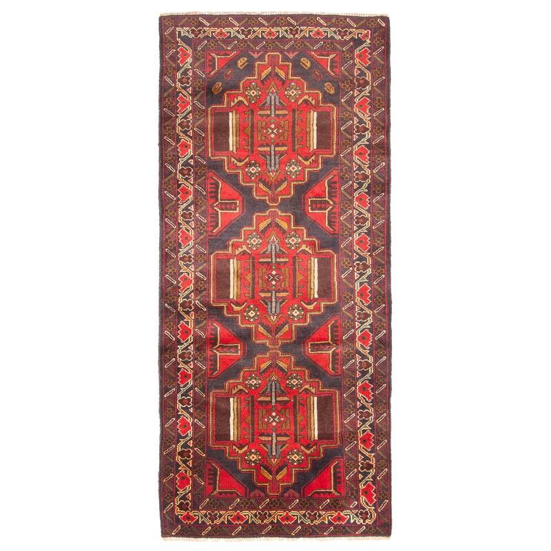 ECARPETGALLERY Hand-knotted Teimani Red Wool Rug - 2'9 x 6'5