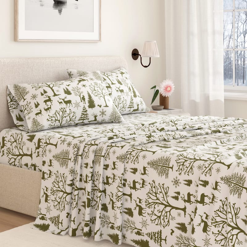 Linery & Co. Winter Turkish Cotton Double-Brushed Flannel Bed Sheet Set