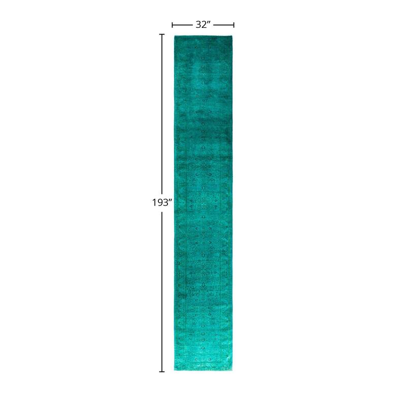 Contemporary Overdyed Wool Hand Knotted Runner - 2' 8" x 16' 1"