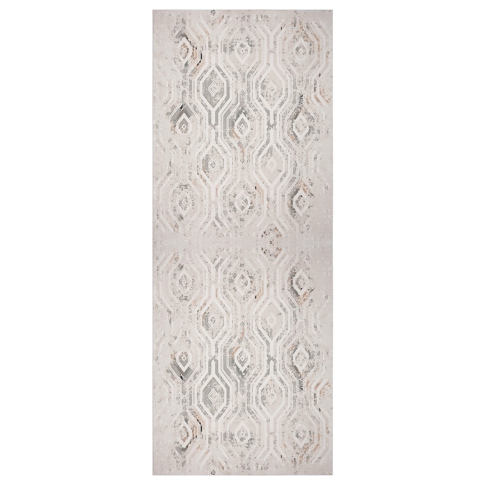 Sevita Gray/Cream/Taupe Geometric Contemporary Ikat Area Rug