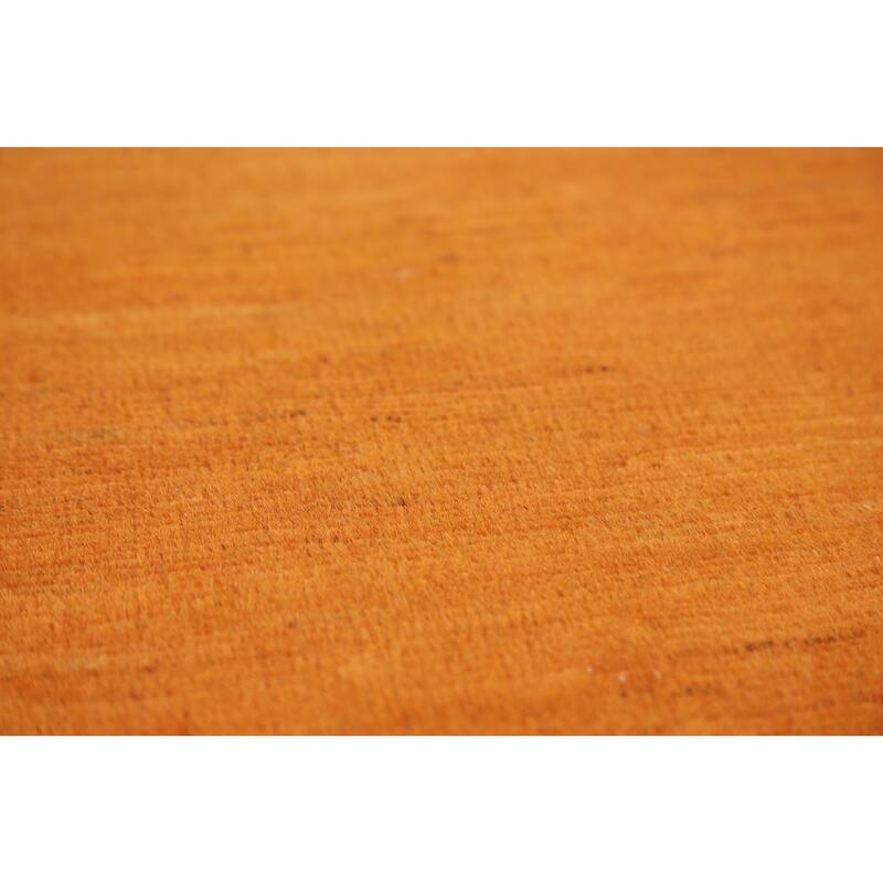 Orange Gabbeh Modern Rug Hand-Knotted Wool Carpet - 4'0"x 5'9"