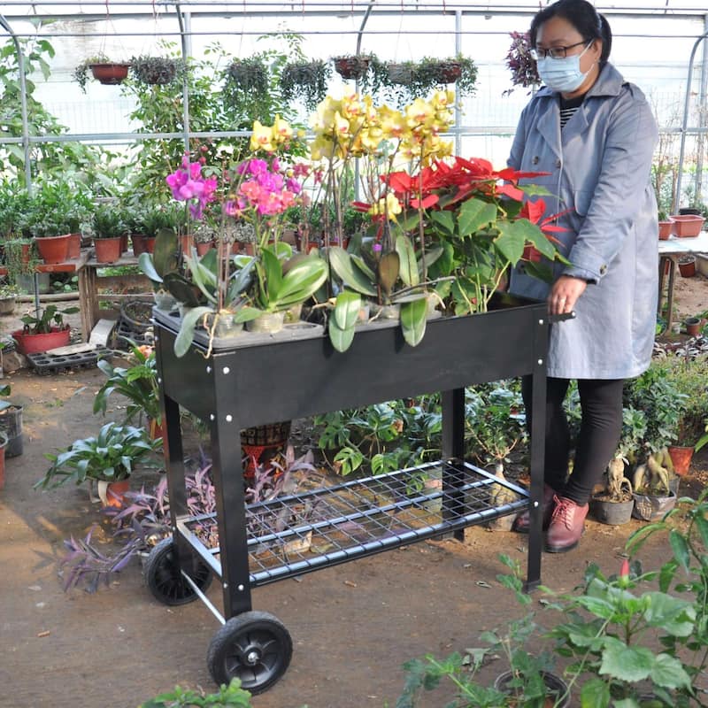 Metal Raised Garden Bed on Wheels for Outdoor Use