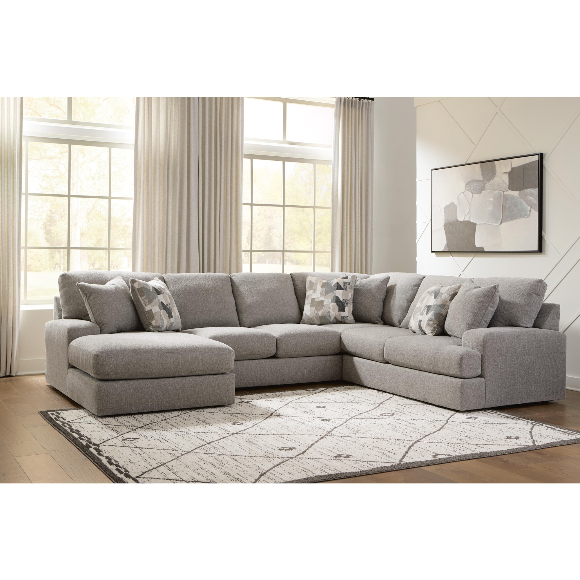 Signature Design by Ashley Lindon Gray 3-Piece Sectional with Chaise - 136" W x 106" D x 39" H