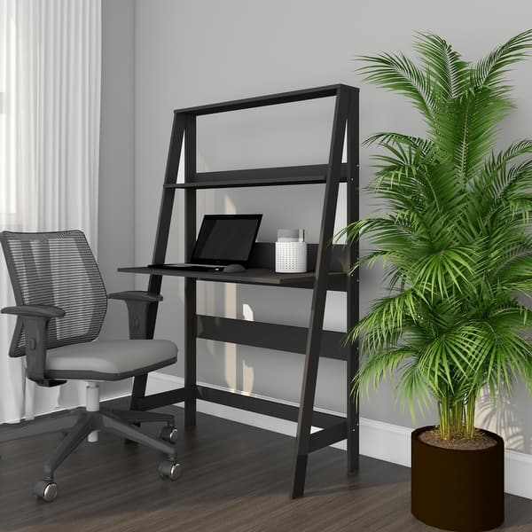Boahaus Gumi Modern Ladder Computer Desk with a Shelf Bed Bath