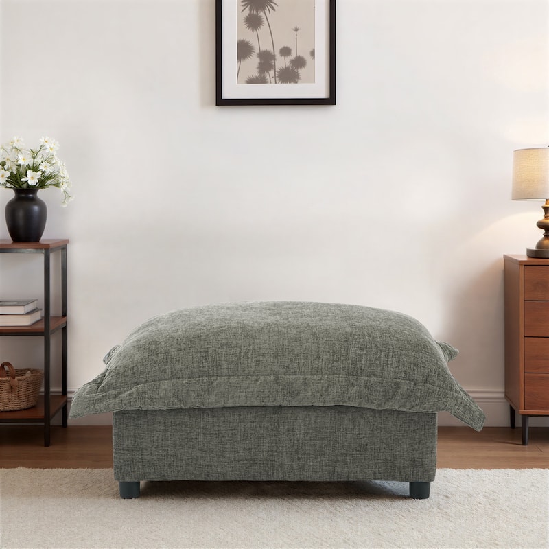 Double Layer Cushion Comfy Cloud Modular Sectional Sofa Set - Ottoman-Grey Green - Symmetrical