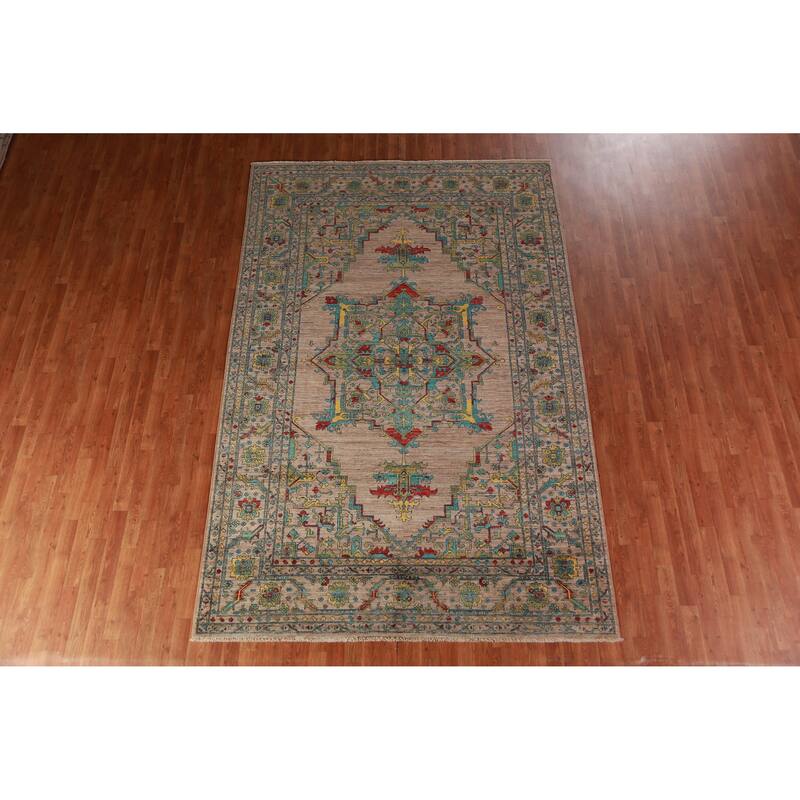 Brown Vegetable Dye Ziegler Oriental Area Rug Hand-Knotted Wool Carpet - 6'10"x 10'5"