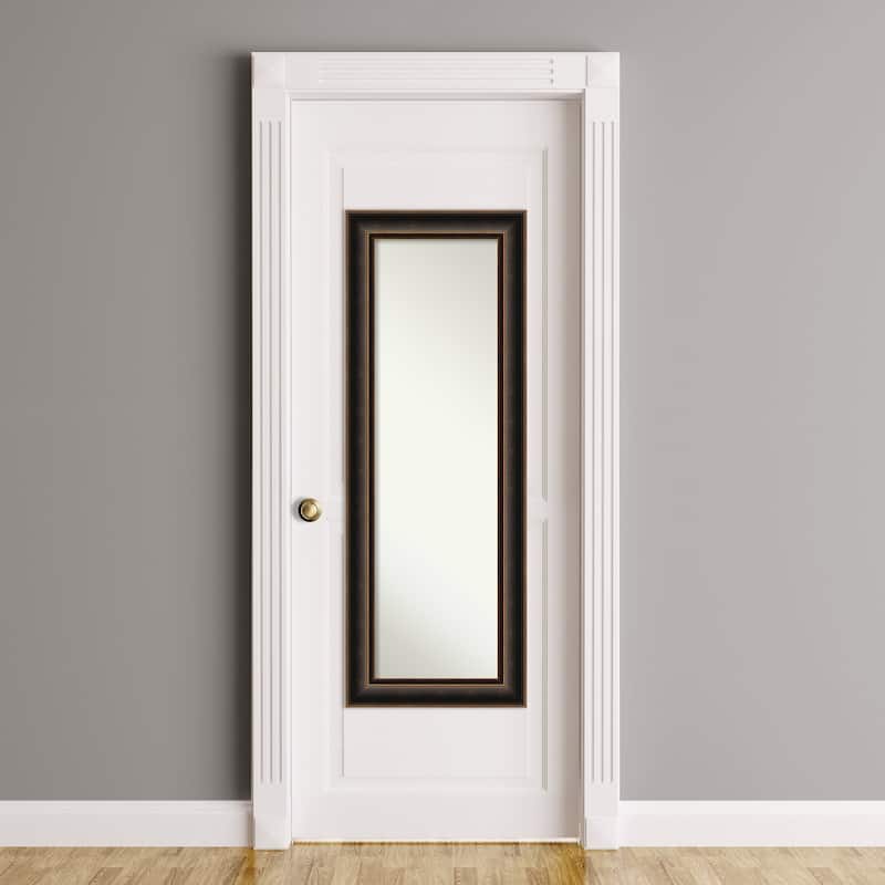 Villa Oil Rubbed Bronze Non-Beveled Wood Framed Full-Length On the Door Mirror - Villa Oil Rubbed Bronze - Glass Size 14x48