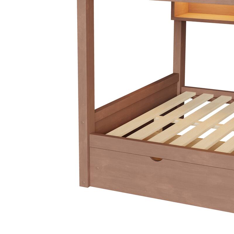 Full XL over Full XL Smart Storage Bunk Bed with LED Light by Harper&Bright Designs