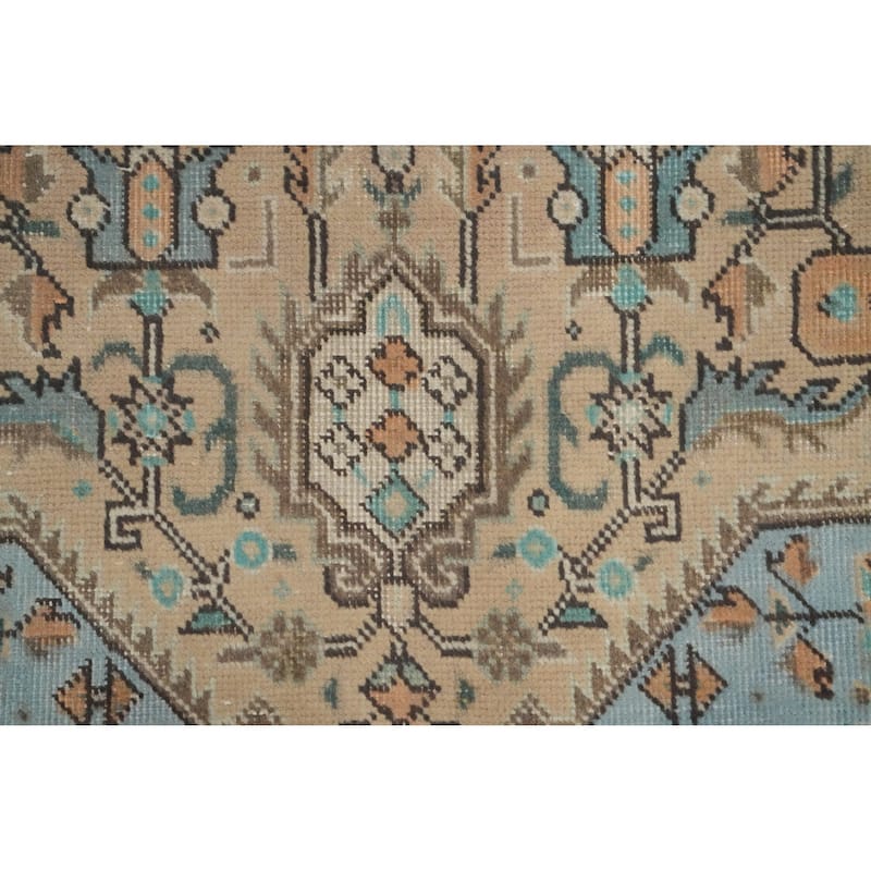 Hand Knotted Oriental 100% Wool Carpet Traditional Floral Peach Tabriz Area Rug - 9' 5'' X 6' 4''