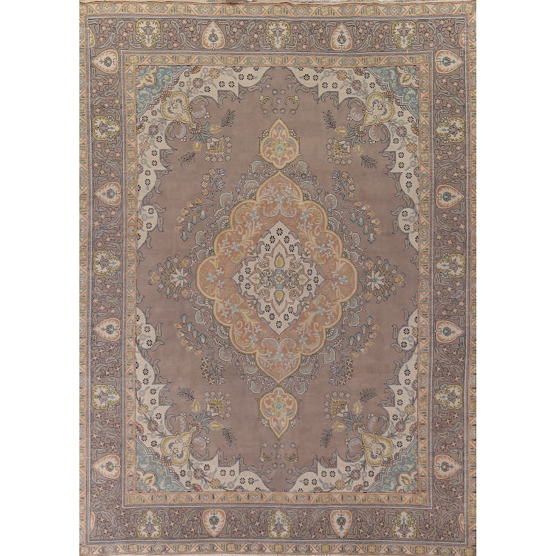 Over-Dyed Tabriz Persian Vintage Large Rug Hand-Knotted Wool Carpet - 9'8" x 13'2"