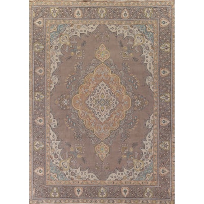 Over-Dyed Tabriz Persian Vintage Large Rug Hand-Knotted Wool Carpet - 9'8" x 13'2"