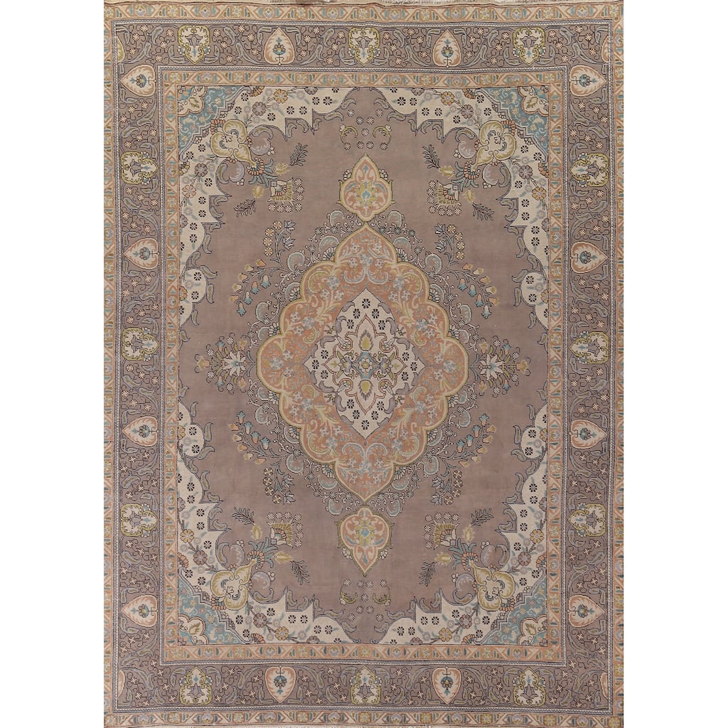 Over-Dyed Tabriz Persian Vintage Large Rug Hand-Knotted Wool Carpet - 9'8" x 13'2"