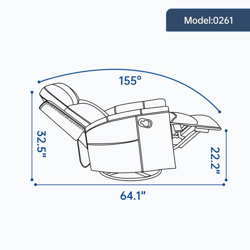 Roomfitters Genuine Leather Swivel Rocker Recliner, Manual Massage Glider with Heat and Top Grain Cowhide, Living Room