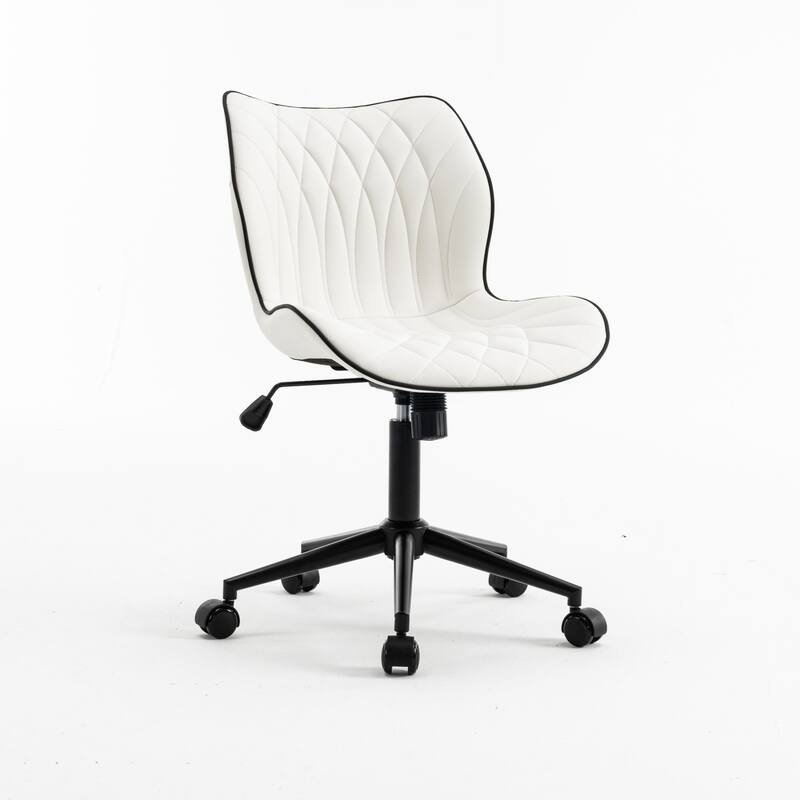 Faux Leather Office Chair with Wheels, Upholstered Task Chair