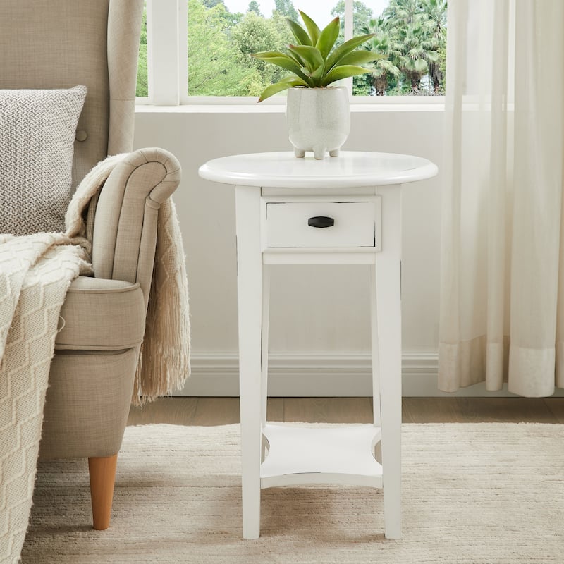 Hardwood Oval Side Table - White