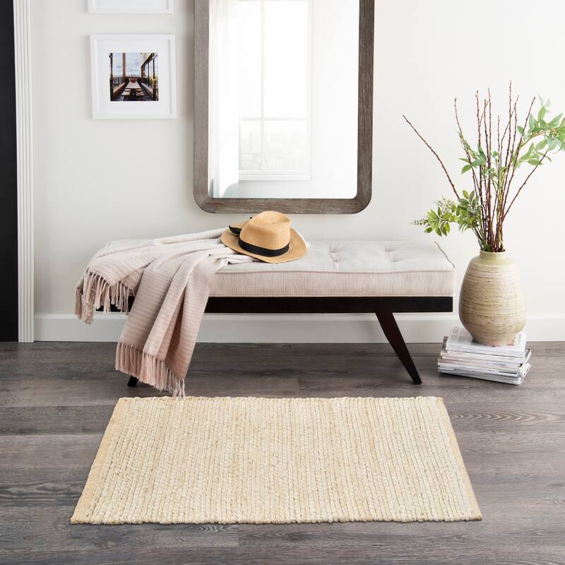 Nourison Natural Jute Indoor only Solid Area Rug - 2' x 3' - Ivory