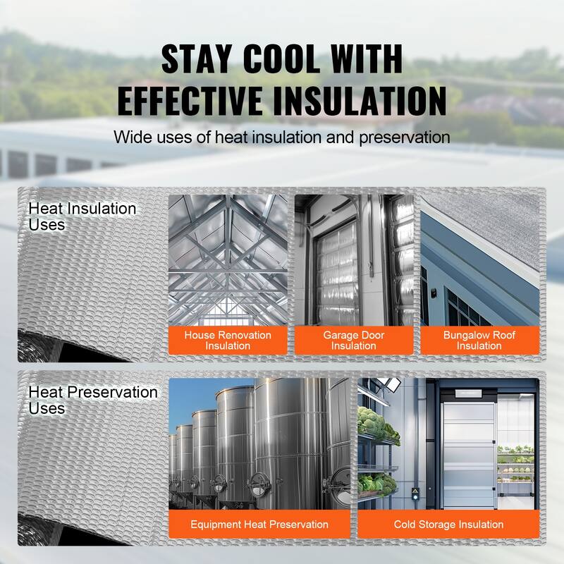 Double Reflective Insulation Roll, Air Bubble Film Radiant Barrier, 3.2 mm 48 in x 10 ft, Double-Sided Aluminum Foil