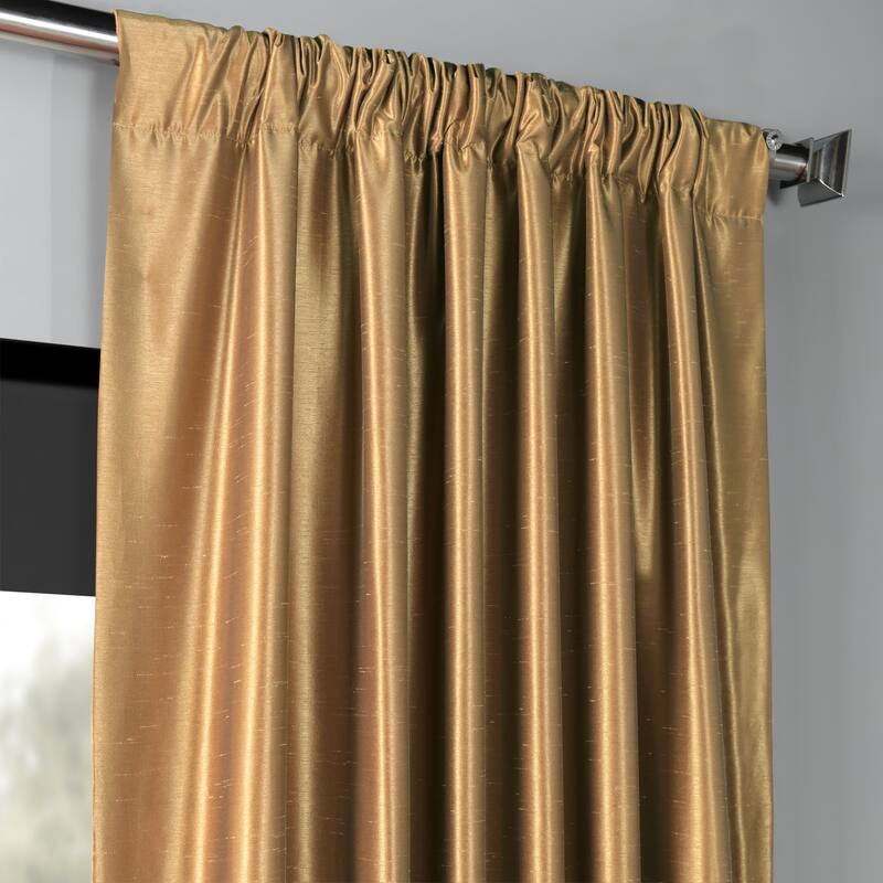 Exclusive Fabrics Blackout Textured Faux Dupioni Silk Curtains (1 Panel) - Luxurious Elegance and Superior Light Control