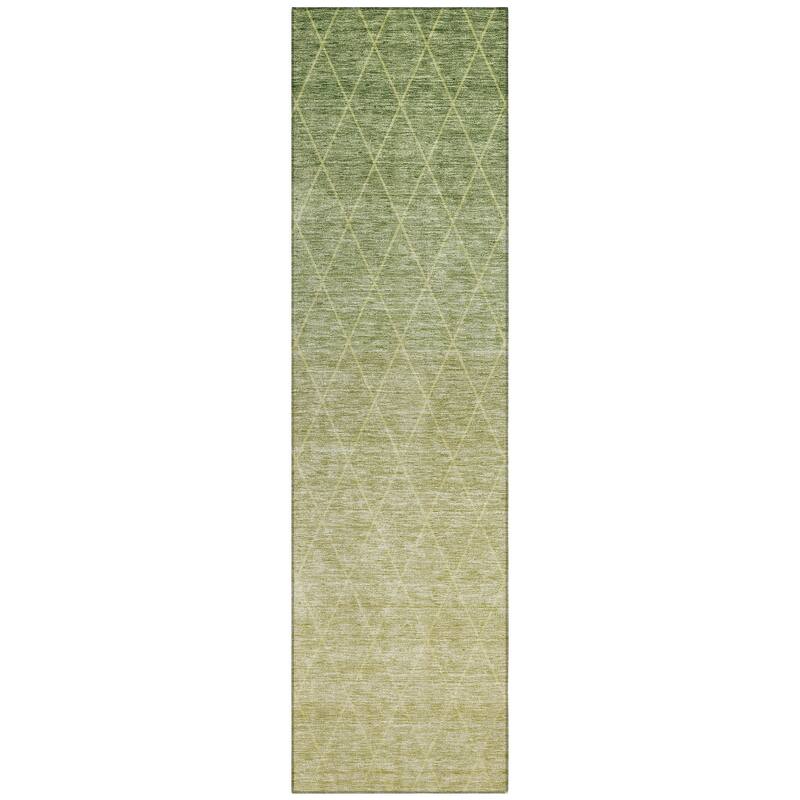 Machine Washable Indoor/ Outdoor Ombre Trellis Chantille Rug