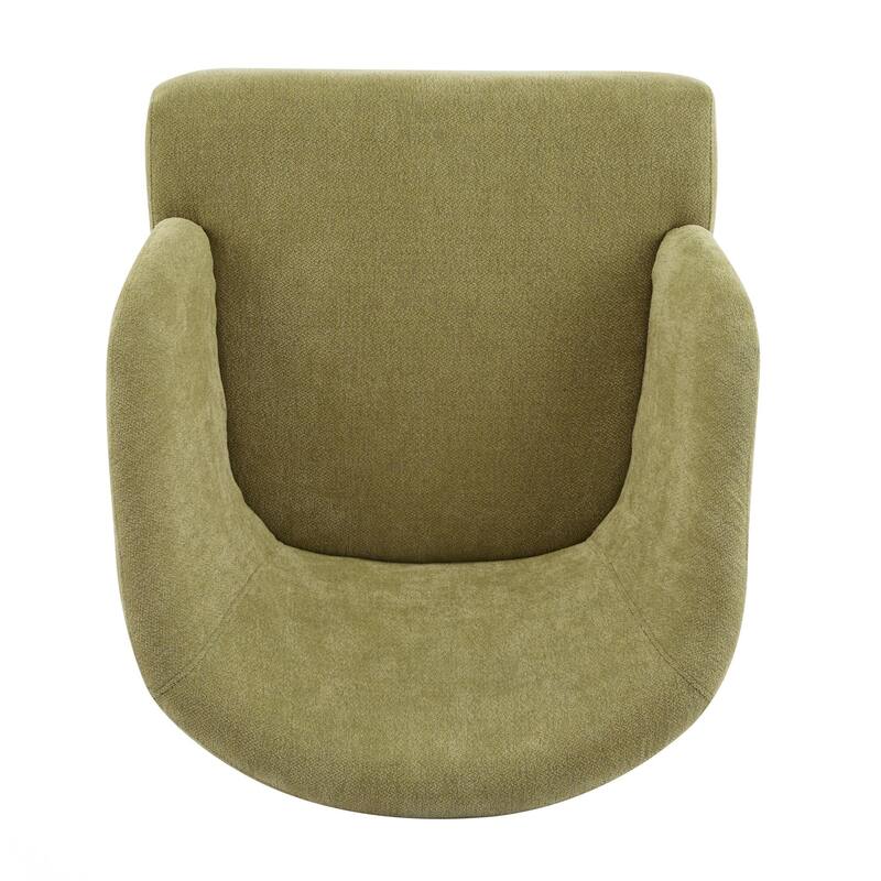 Modern Accent Chair with Round Back & Wooden Legs - Mid-Century Inspired Lounge Chair for Living Room, Bedroom, or Office