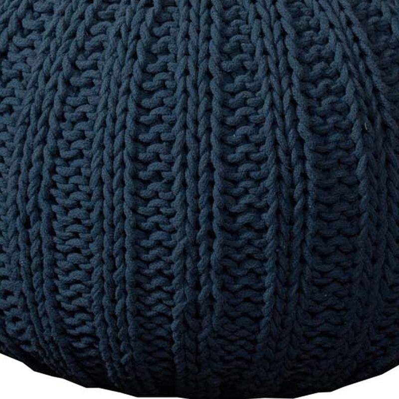 HomeRoots 20" Blue 100% Cotton Ottoman