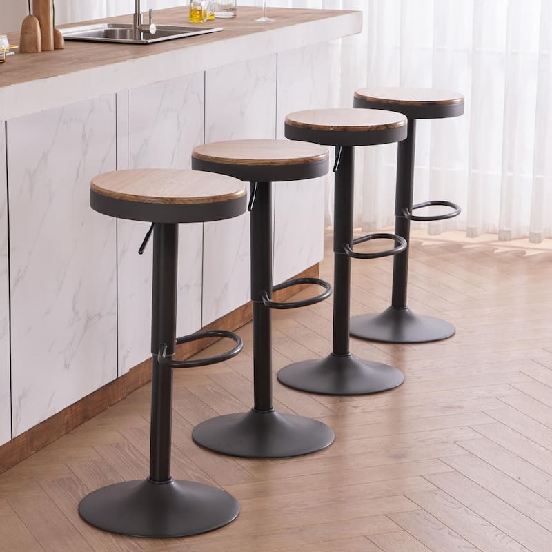 Adjustable Swivel Bar Chairs Backless Round Barstools Set of 2