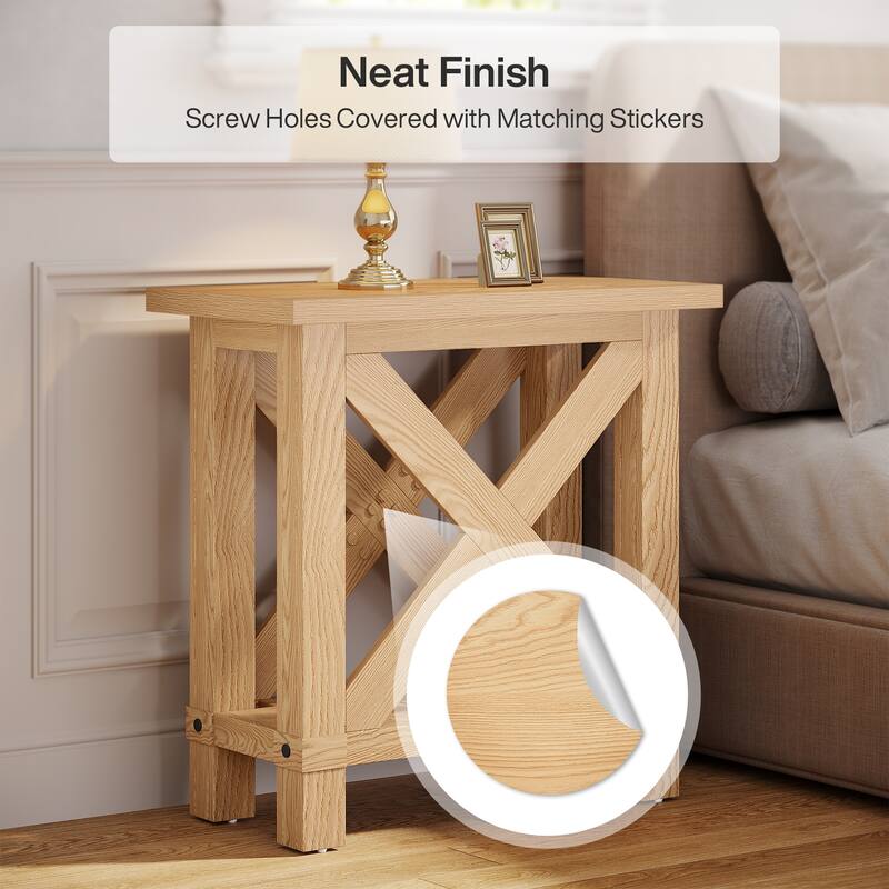Industrial 2-Tier End Side Table Nightstand for Living Room Bedroom
