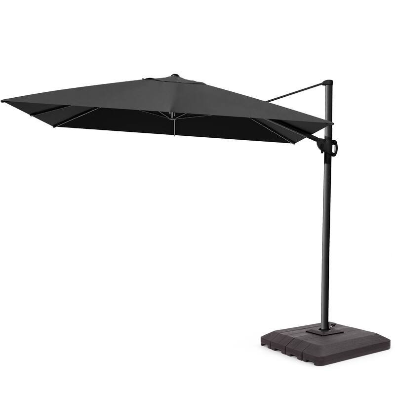 Pellebant 9 FT x 12 FT Outdoor Patio Cantilever Umbrella with Base Stand - Black