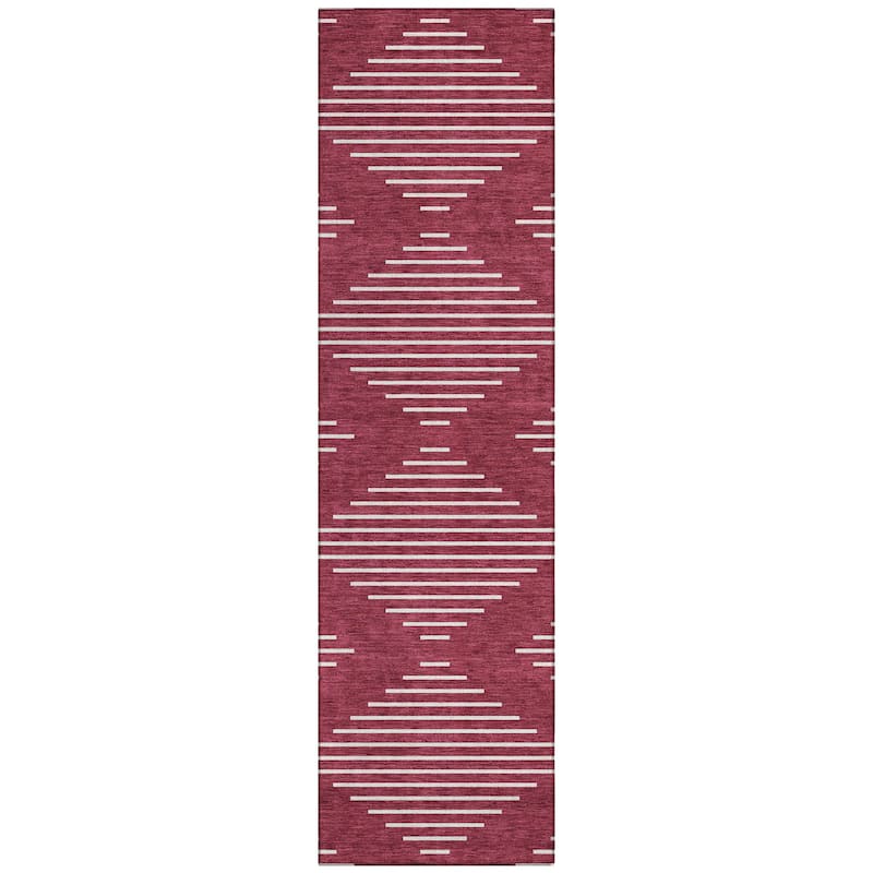 Machine Washable Indoor/ Outdoor Modern Stripe Chantille Rug