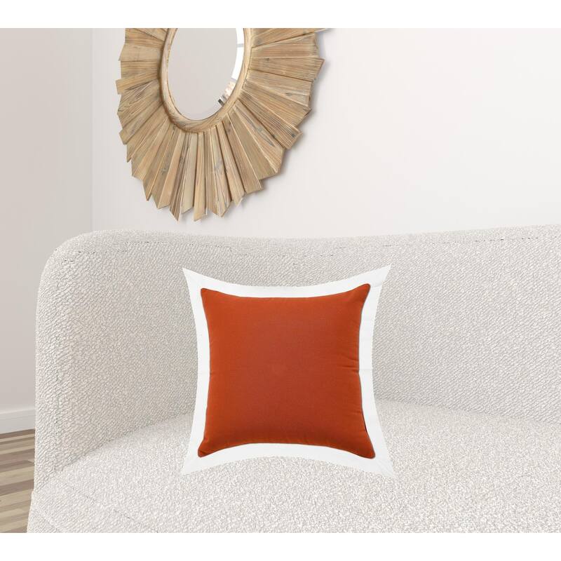 HomeRoots 20" X 20" Cinnamon And White 100% Cotton Geometric Zippered Pillow