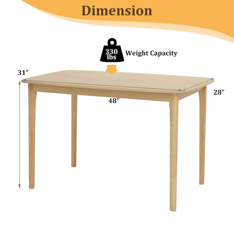 48'' Wooden Dining Table Rectangular Kitchen with Solid Wood Legs