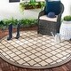 preview thumbnail 36 of 86, SAFAVIEH Beach House Mima Indoor/ Outdoor Waterproof Patio Backyard Rug 4' x 4' Round - Creme/Brown