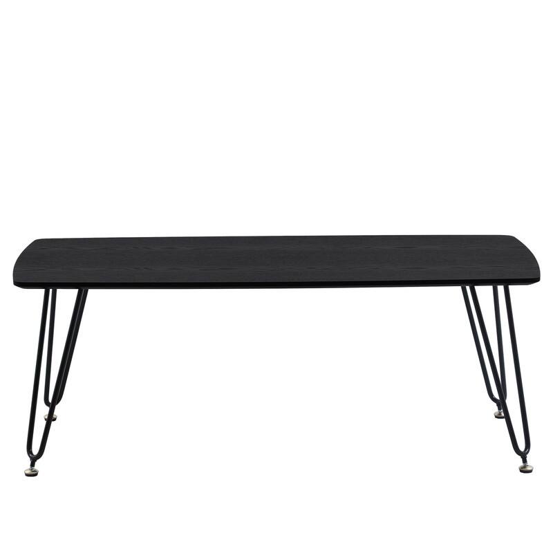 LeisureMod Elmwood 47" Modern Rectangular Center Coffee Table with Wood Tabletop - Accent Table for Living Room Home Office