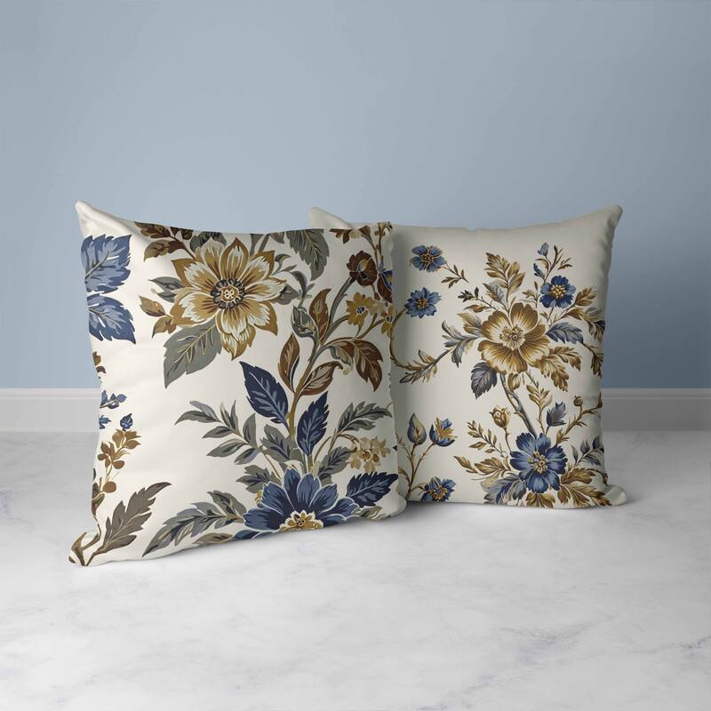Cobalt Meadow Faux Suede Reversible Throw Pillow Green and Blue