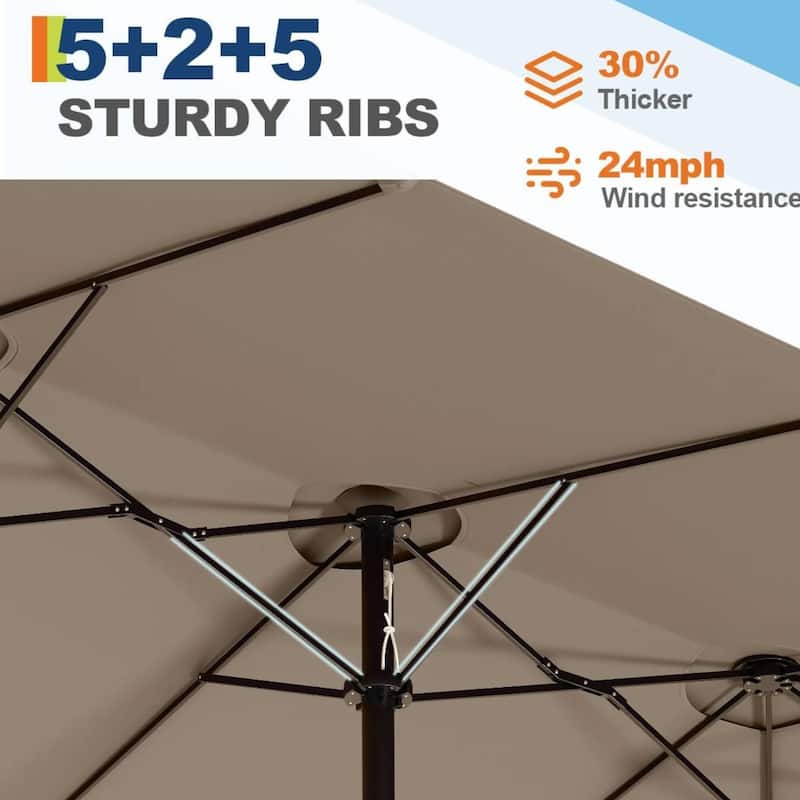 13FT Double-Sided Patio Umbrella for Deck, Pool, Garden, Backyard