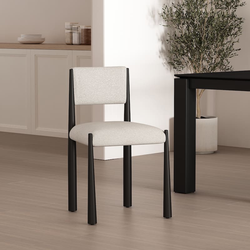 Manhattan Comfort Lennor Metal Boucle Side Chair Set of 2 - Cream