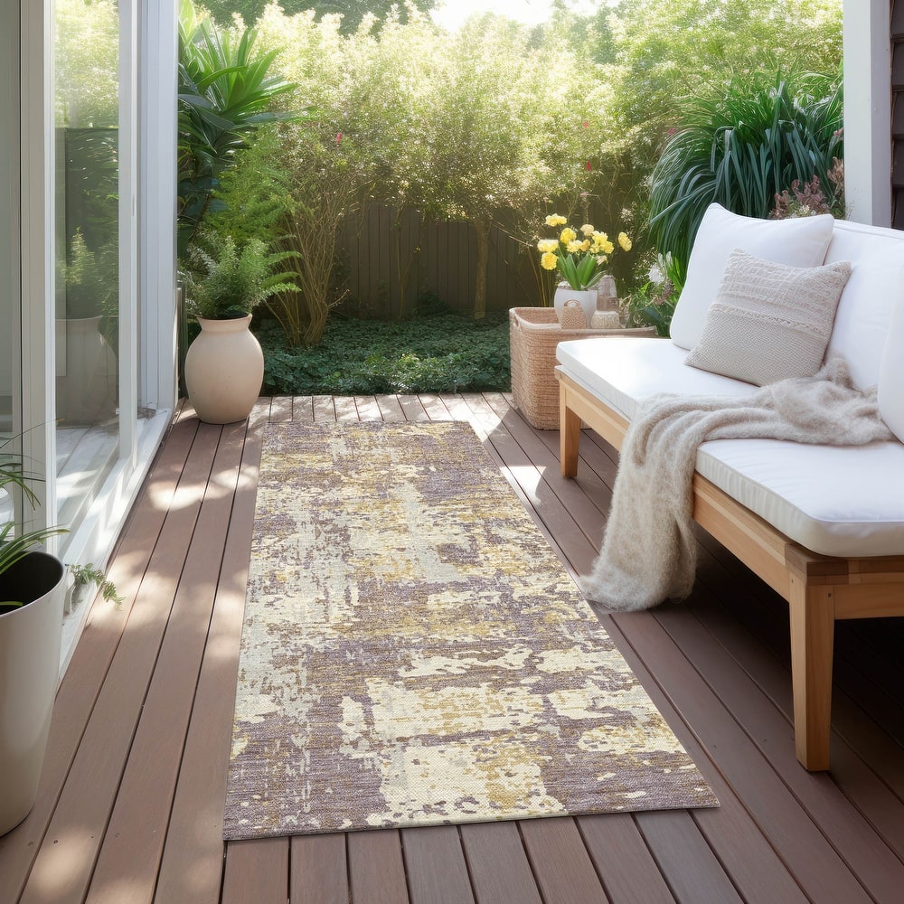 Machine Washable Indoor/ Outdoor Abstract Chantille Rug