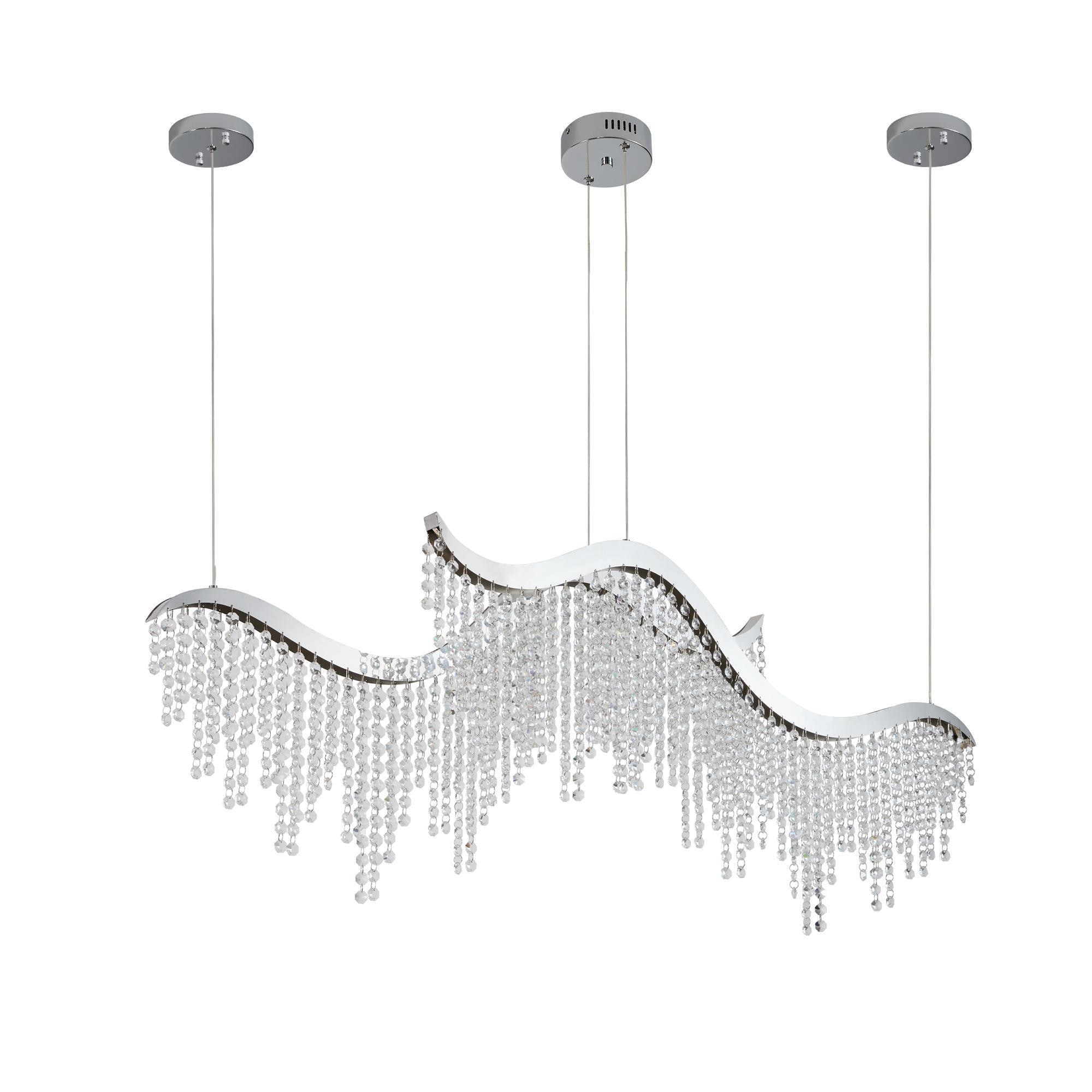36-inch Modern Wave LED Crystal Chandelier