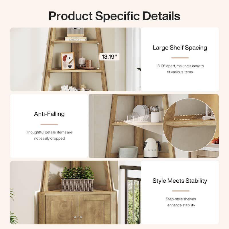 5-Tier Corner Shelf with Cabinet