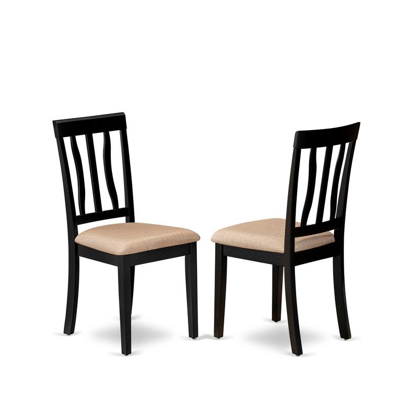 East West Furniture 9 Piece Dining Table Set- a Rectangle Dinner Table and 8 Dining Chairs, Black (Seat Options)