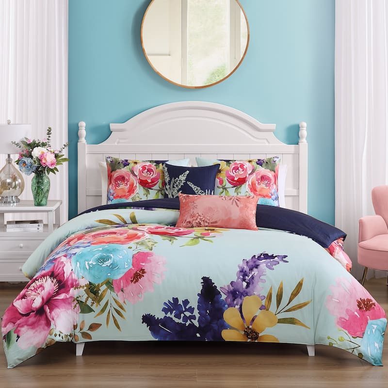 Bebejan Aqua Fiesta 100% Cotton Sateen 5 Piece Reversible Comforter Set
