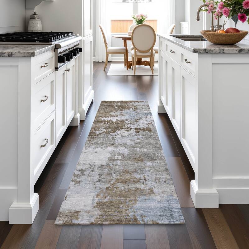 Machine Washable Indoor/Outdoor Contemporary Blend Chantille Rug